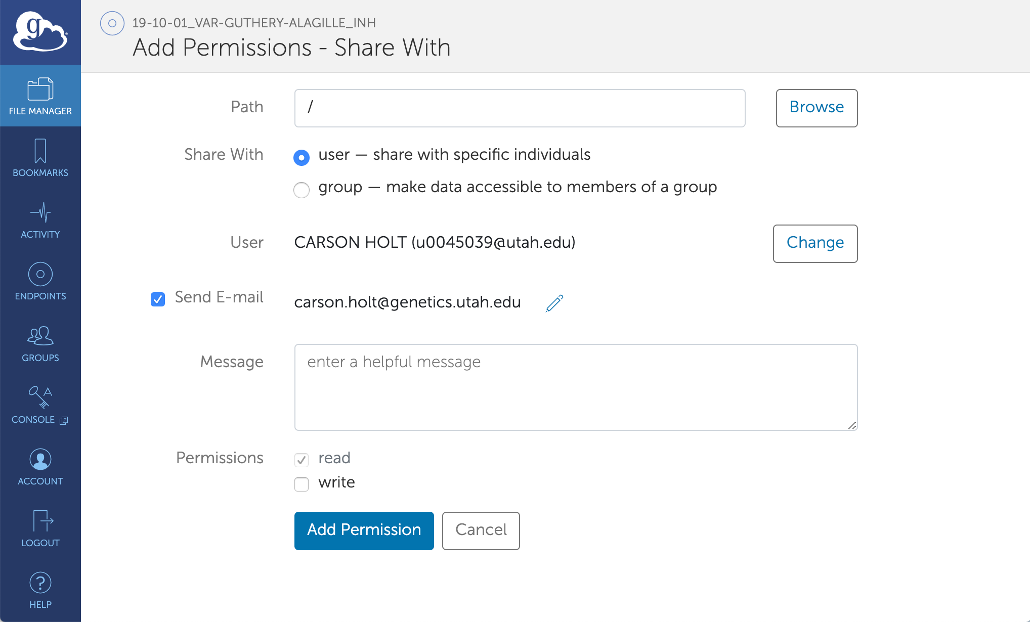 Fig. 2 Add Permissions